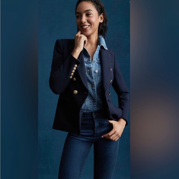 Veronica Beard Dickey Jacket Navy with Gold Buttons Size 4 - Picture 2 of 7